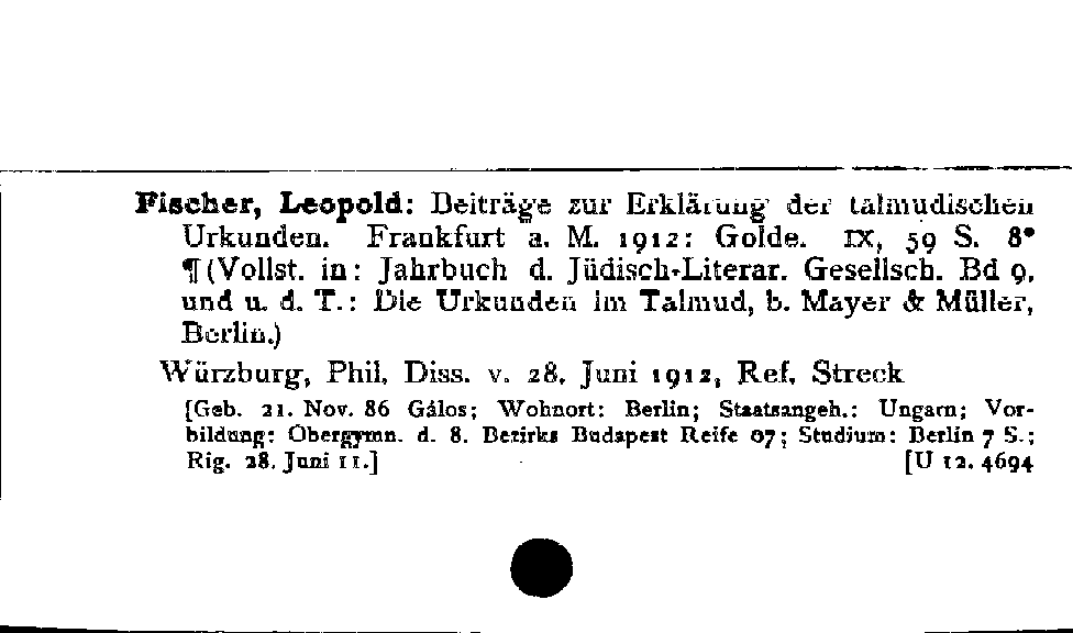 [Katalogkarte Dissertationenkatalog bis 1980]