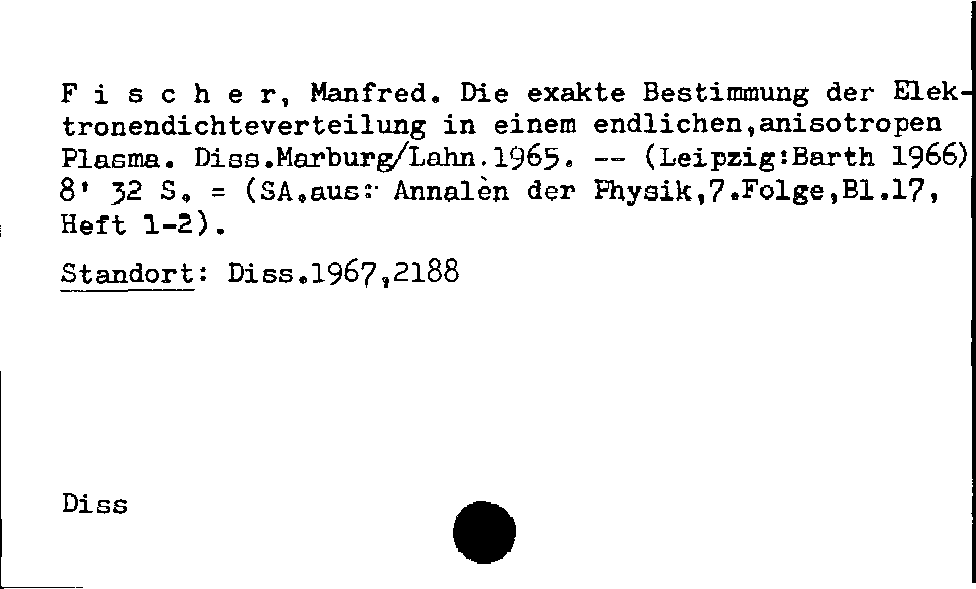 [Katalogkarte Dissertationenkatalog bis 1980]