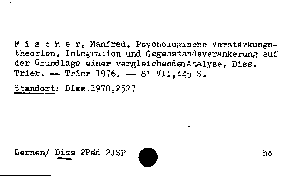 [Katalogkarte Dissertationenkatalog bis 1980]