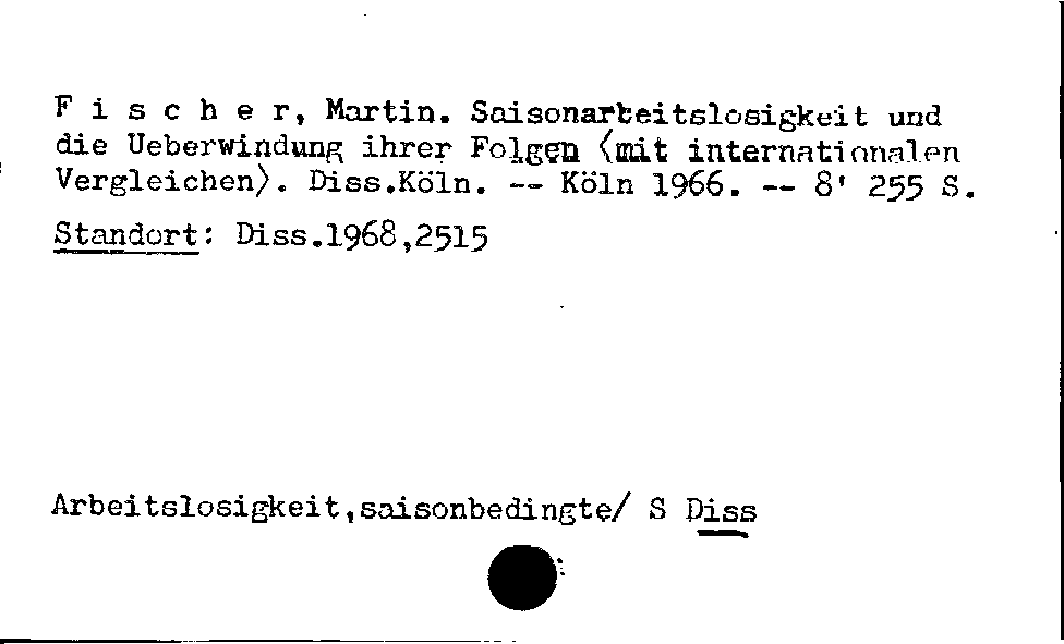 [Katalogkarte Dissertationenkatalog bis 1980]