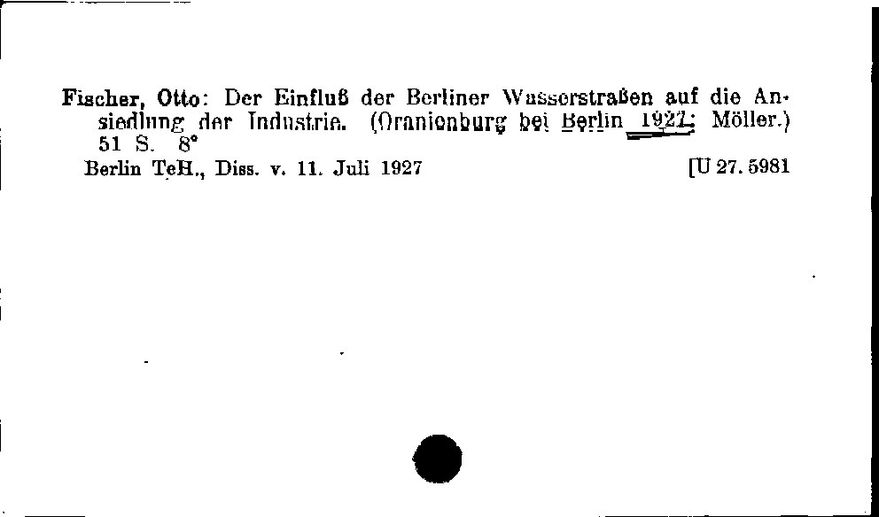 [Katalogkarte Dissertationenkatalog bis 1980]