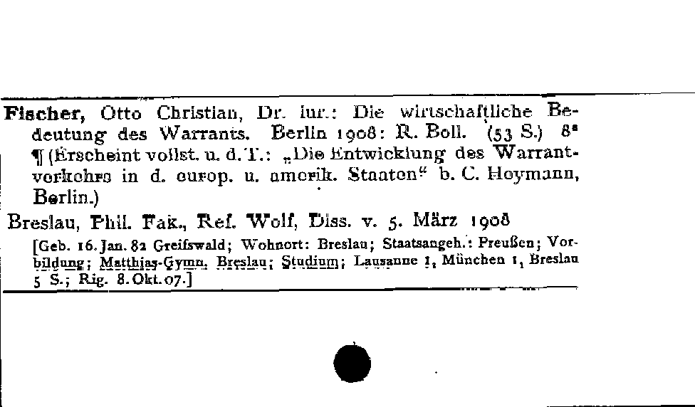 [Katalogkarte Dissertationenkatalog bis 1980]