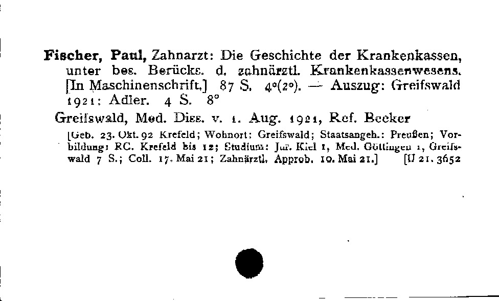 [Katalogkarte Dissertationenkatalog bis 1980]