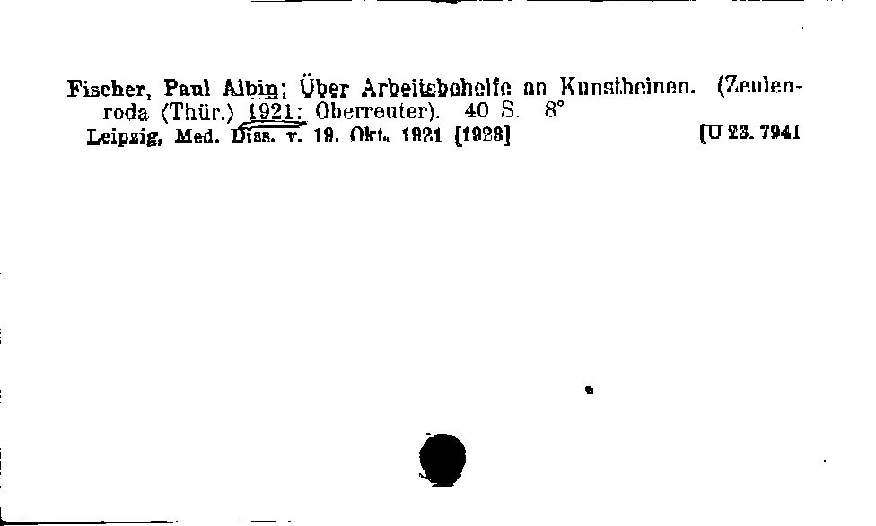 [Katalogkarte Dissertationenkatalog bis 1980]