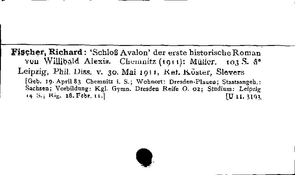 [Katalogkarte Dissertationenkatalog bis 1980]