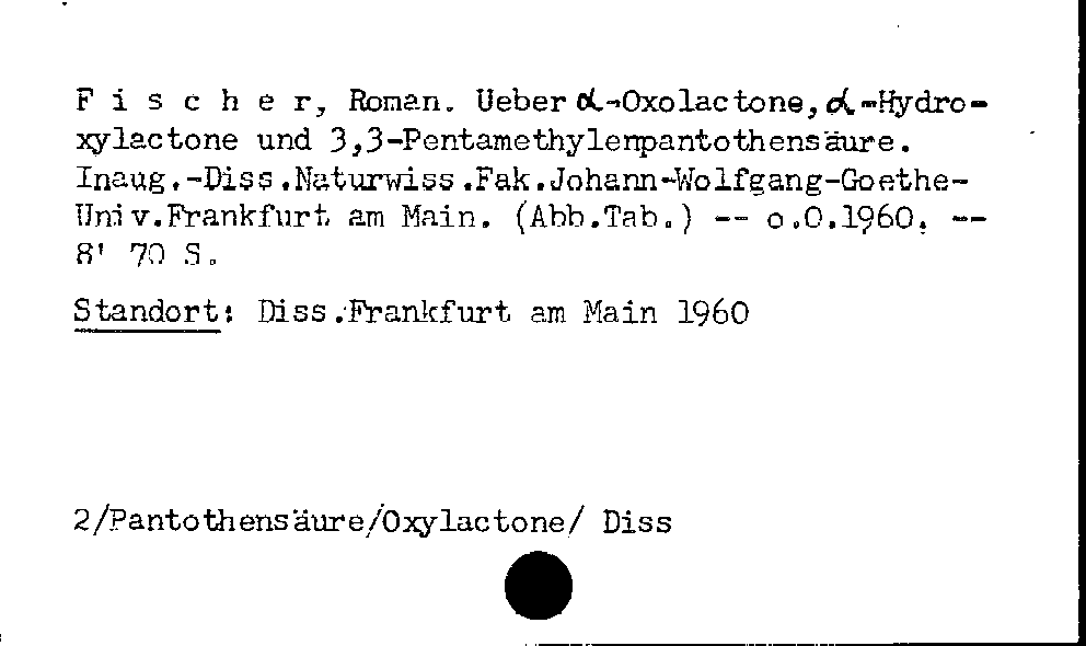 [Katalogkarte Dissertationenkatalog bis 1980]