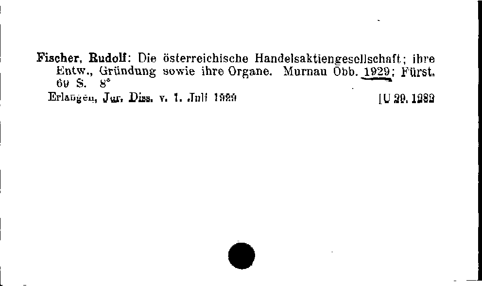 [Katalogkarte Dissertationenkatalog bis 1980]