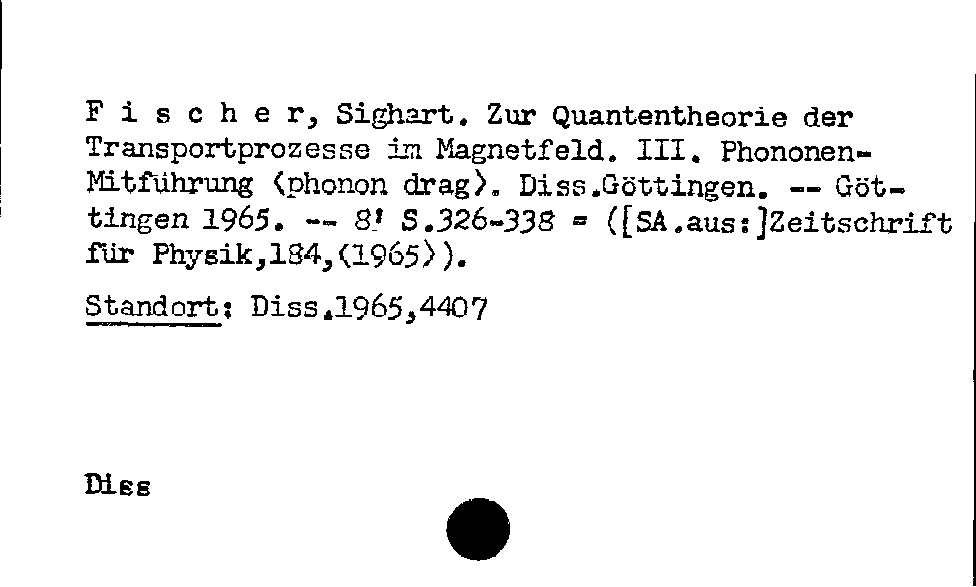 [Katalogkarte Dissertationenkatalog bis 1980]