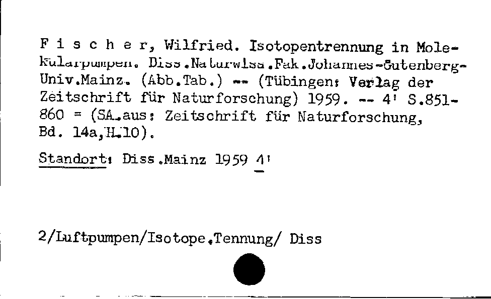 [Katalogkarte Dissertationenkatalog bis 1980]