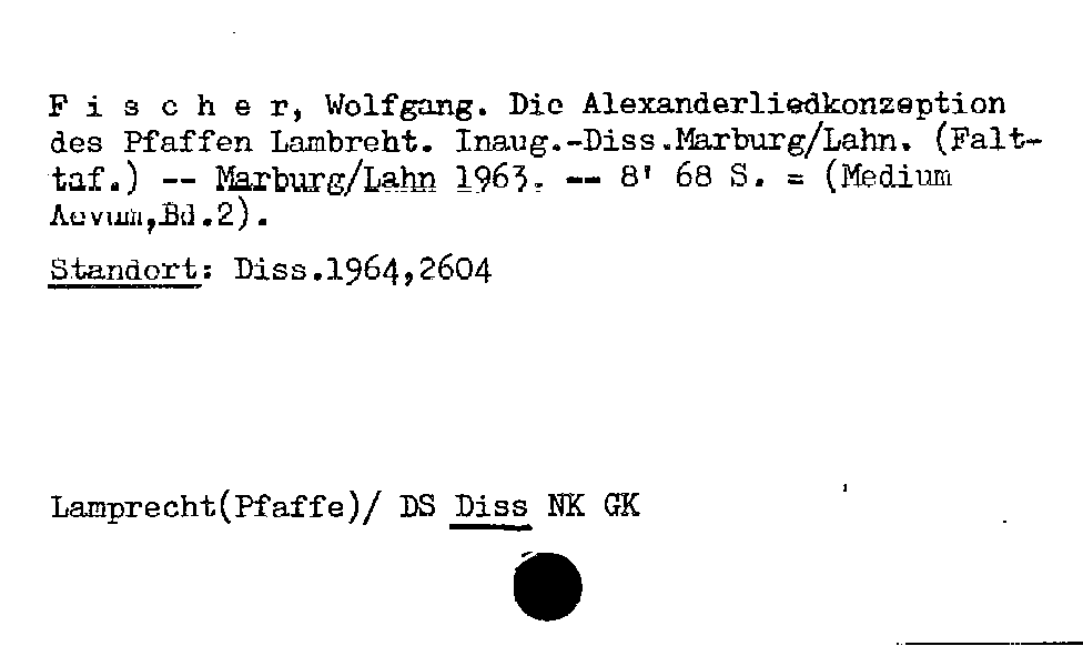 [Katalogkarte Dissertationenkatalog bis 1980]