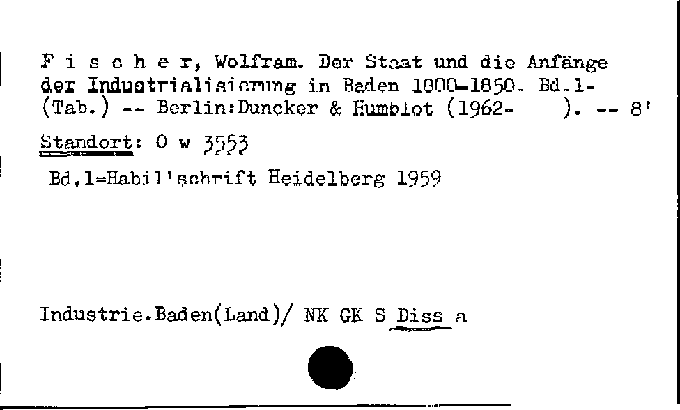 [Katalogkarte Dissertationenkatalog bis 1980]