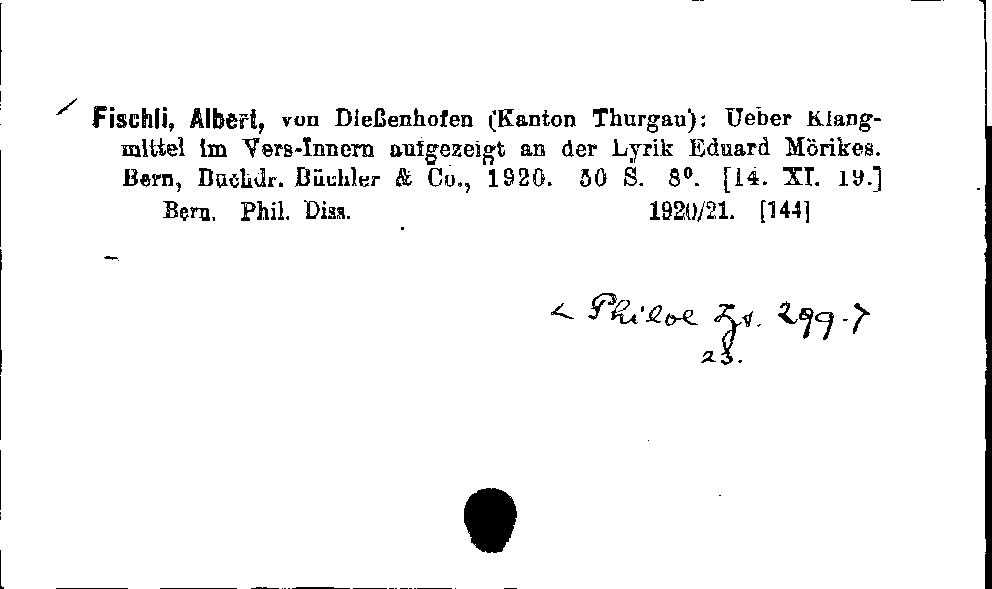 [Katalogkarte Dissertationenkatalog bis 1980]