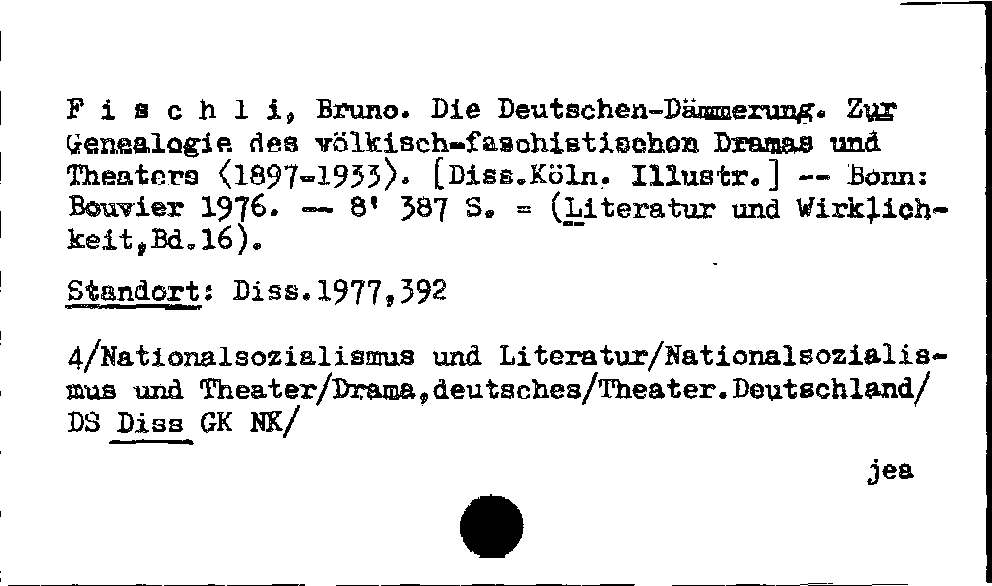 [Katalogkarte Dissertationenkatalog bis 1980]
