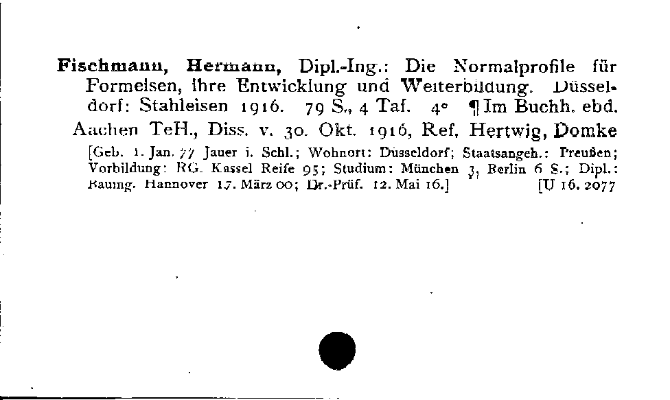 [Katalogkarte Dissertationenkatalog bis 1980]