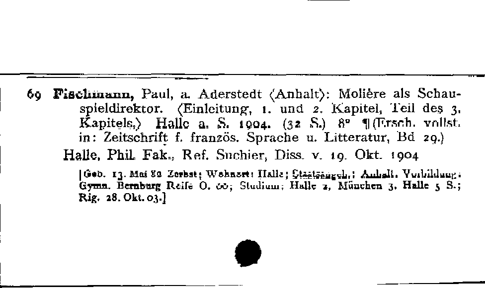 [Katalogkarte Dissertationenkatalog bis 1980]