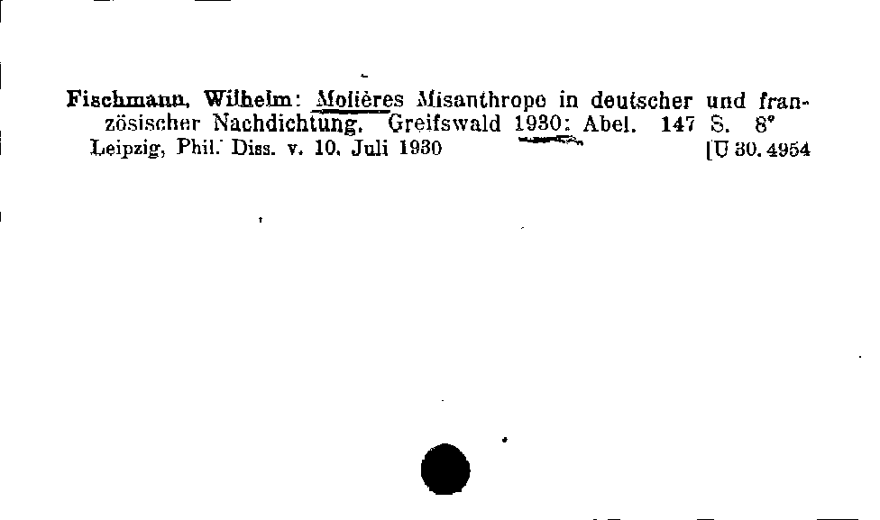 [Katalogkarte Dissertationenkatalog bis 1980]