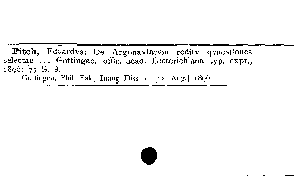 [Katalogkarte Dissertationenkatalog bis 1980]