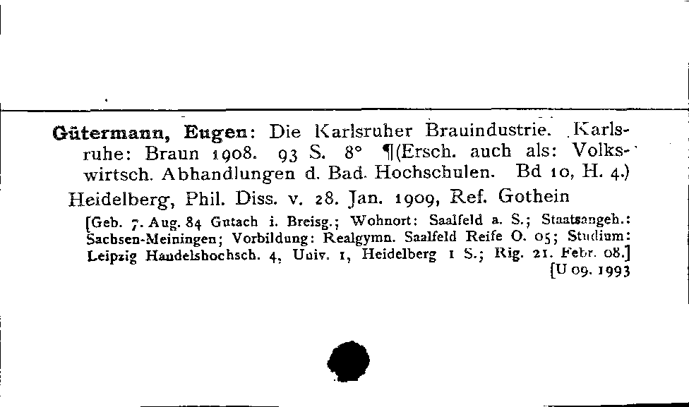 [Katalogkarte Dissertationenkatalog bis 1980]