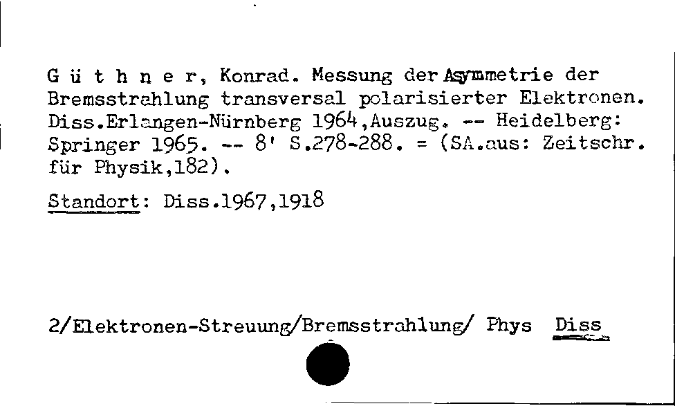 [Katalogkarte Dissertationenkatalog bis 1980]