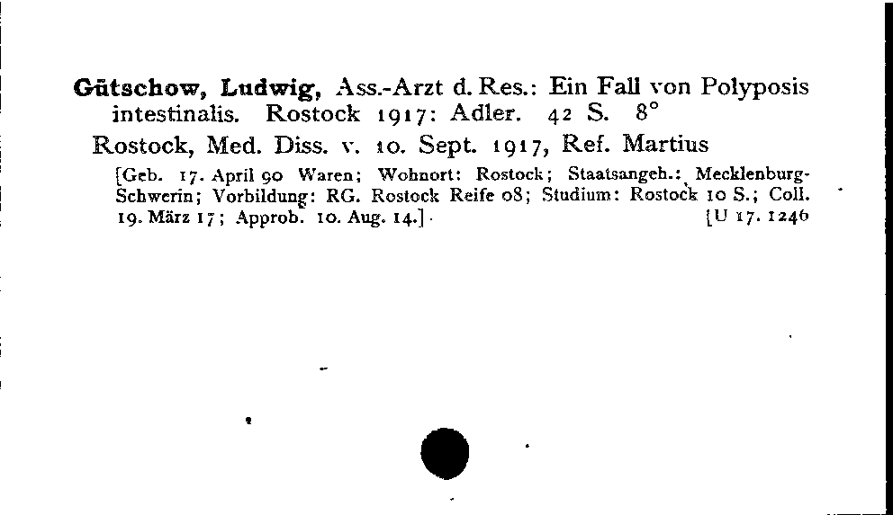 [Katalogkarte Dissertationenkatalog bis 1980]