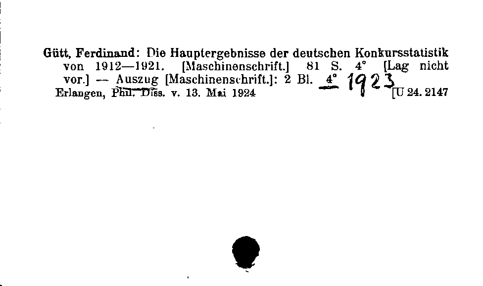 [Katalogkarte Dissertationenkatalog bis 1980]