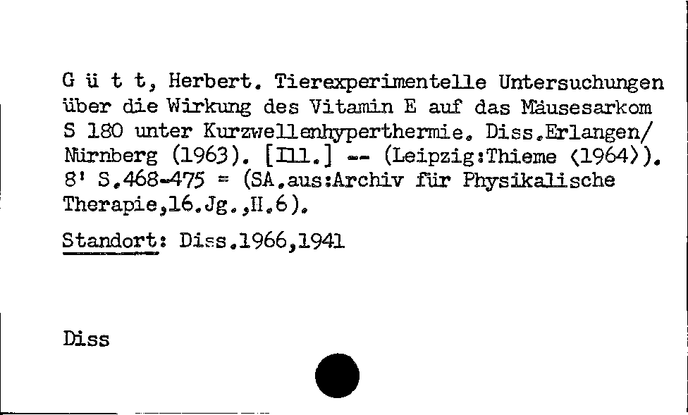 [Katalogkarte Dissertationenkatalog bis 1980]