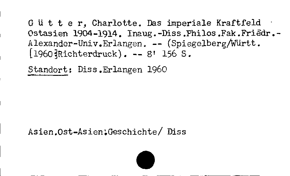 [Katalogkarte Dissertationenkatalog bis 1980]