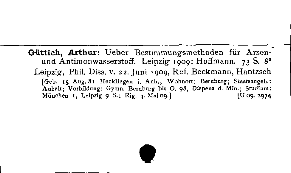 [Katalogkarte Dissertationenkatalog bis 1980]