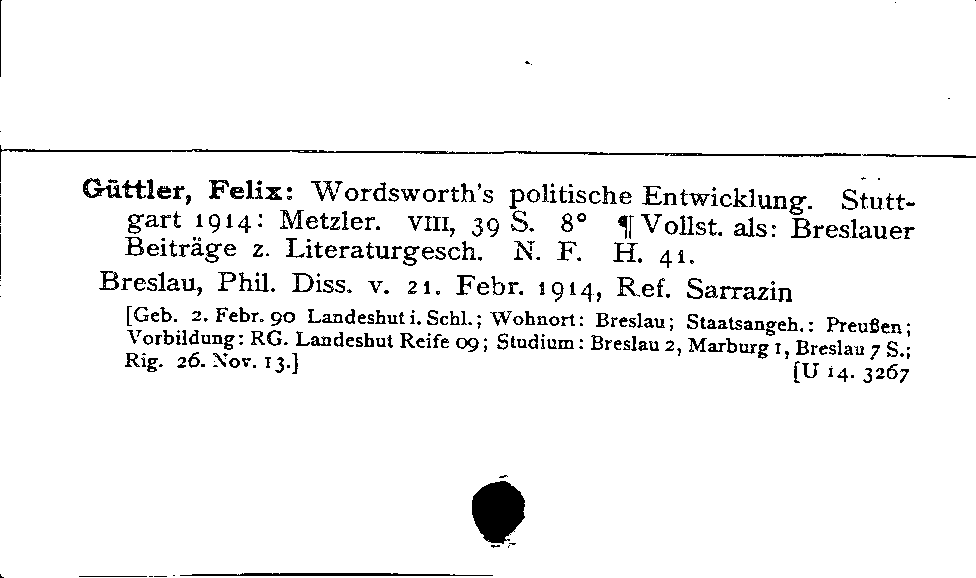 [Katalogkarte Dissertationenkatalog bis 1980]