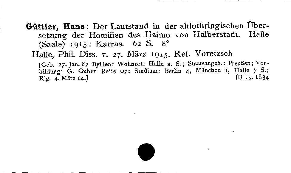 [Katalogkarte Dissertationenkatalog bis 1980]