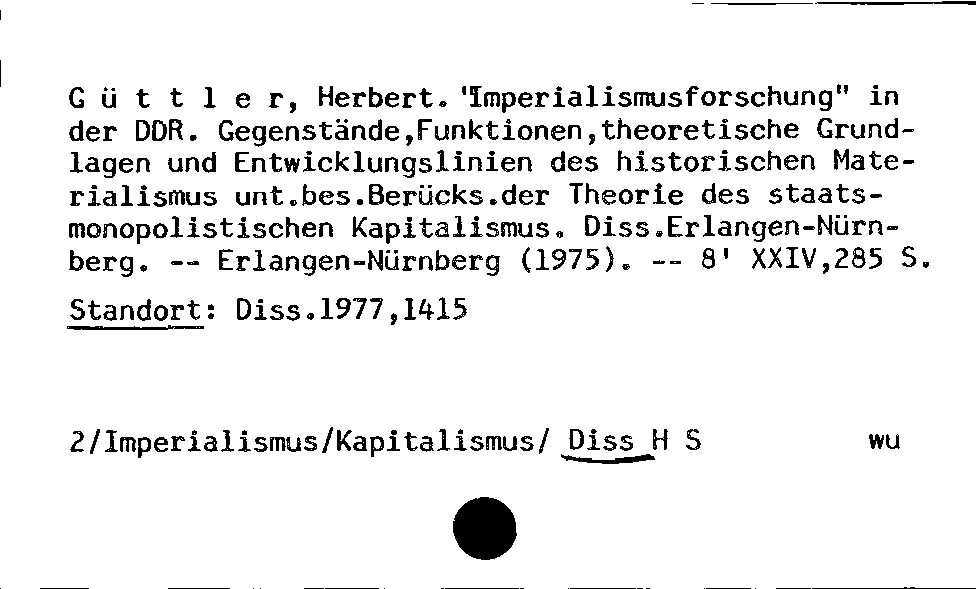 [Katalogkarte Dissertationenkatalog bis 1980]