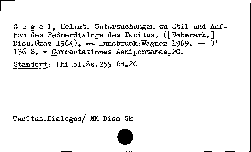 [Katalogkarte Dissertationenkatalog bis 1980]