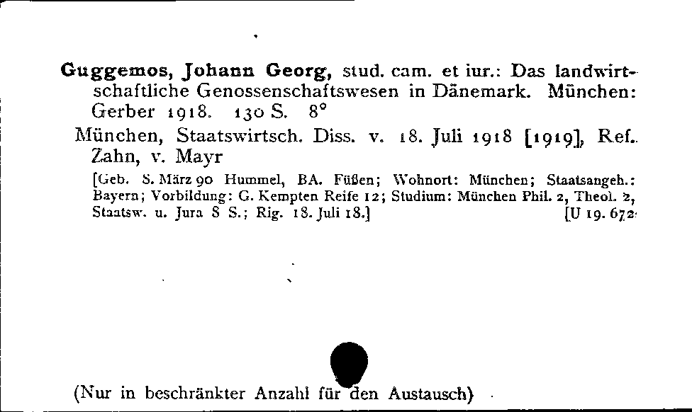 [Katalogkarte Dissertationenkatalog bis 1980]