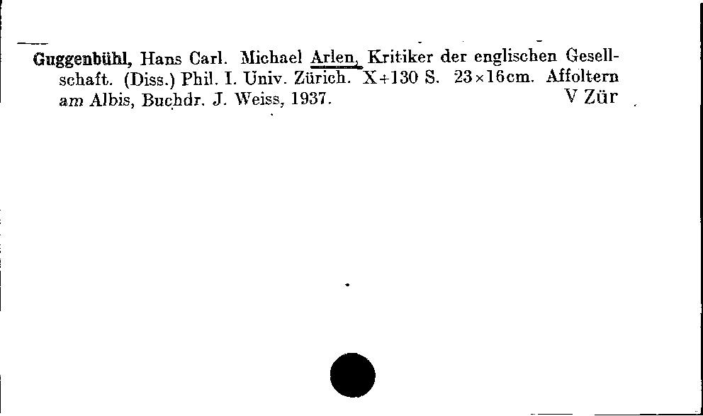 [Katalogkarte Dissertationenkatalog bis 1980]