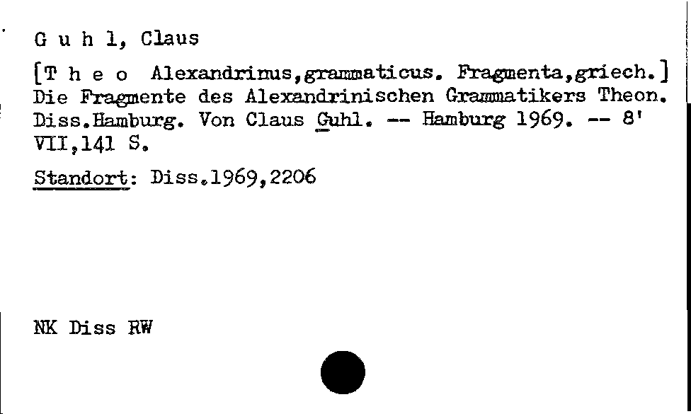 [Katalogkarte Dissertationenkatalog bis 1980]