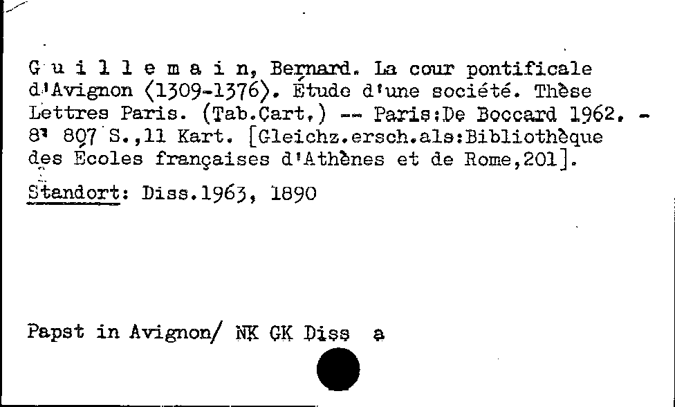 [Katalogkarte Dissertationenkatalog bis 1980]