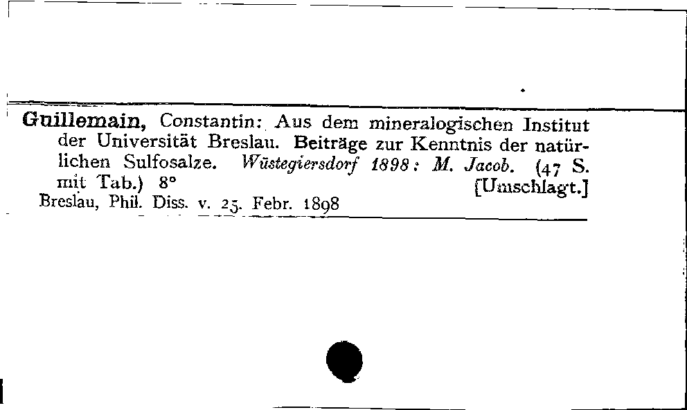 [Katalogkarte Dissertationenkatalog bis 1980]