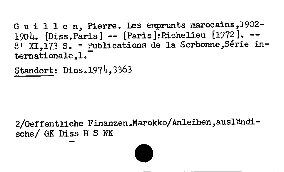 [Katalogkarte Dissertationenkatalog bis 1980]