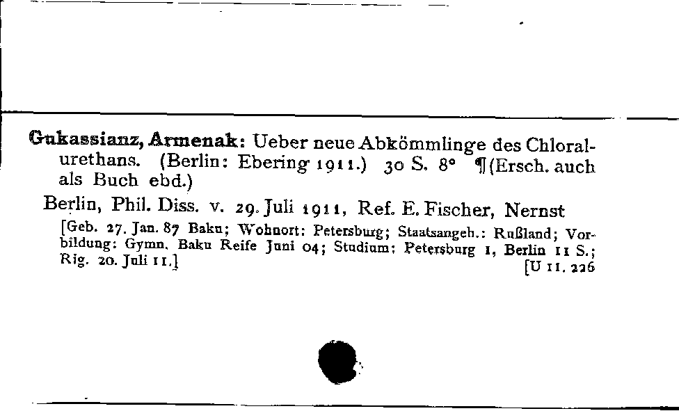 [Katalogkarte Dissertationenkatalog bis 1980]