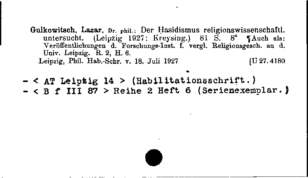 [Katalogkarte Dissertationenkatalog bis 1980]