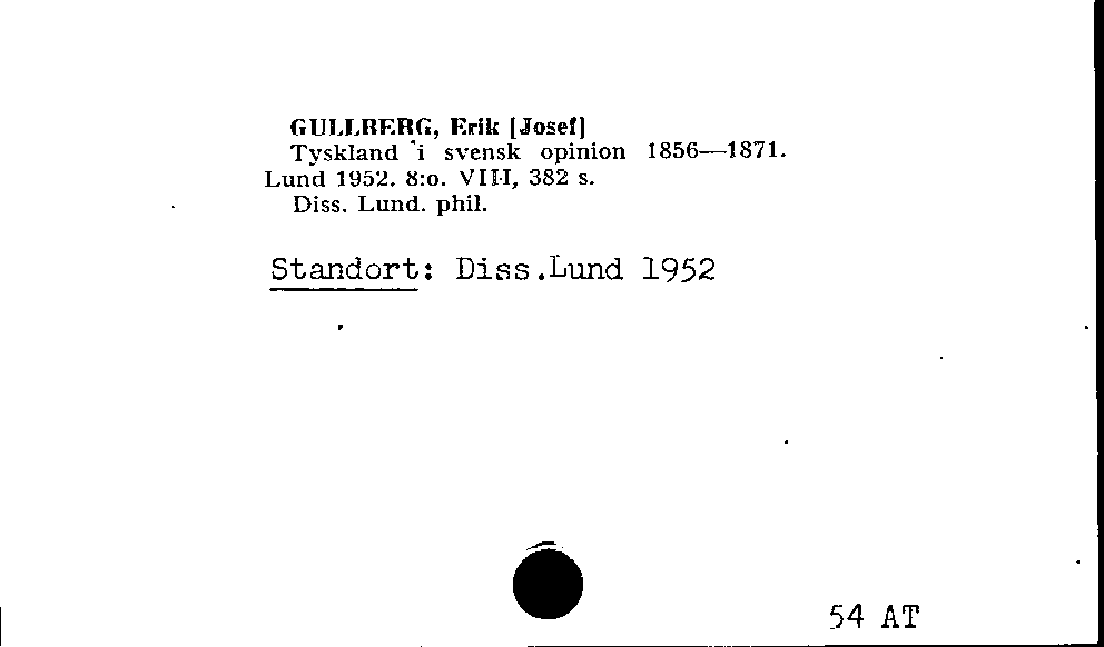 [Katalogkarte Dissertationenkatalog bis 1980]