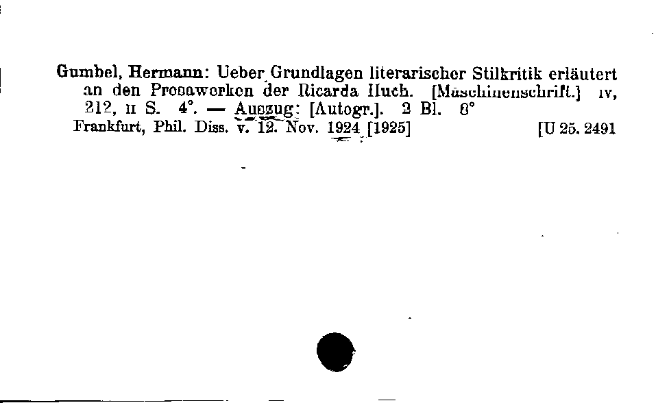 [Katalogkarte Dissertationenkatalog bis 1980]