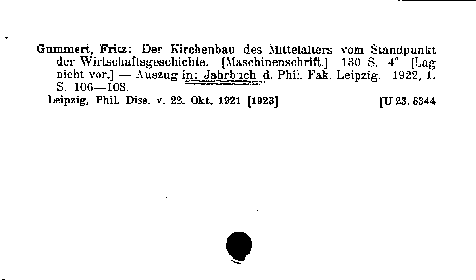 [Katalogkarte Dissertationenkatalog bis 1980]