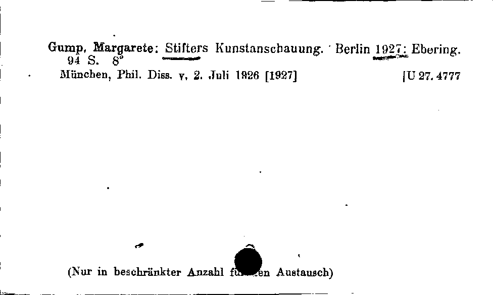 [Katalogkarte Dissertationenkatalog bis 1980]