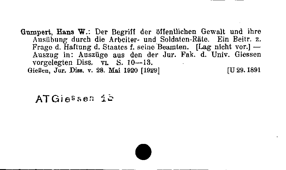 [Katalogkarte Dissertationenkatalog bis 1980]