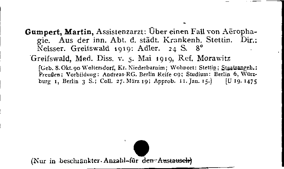 [Katalogkarte Dissertationenkatalog bis 1980]