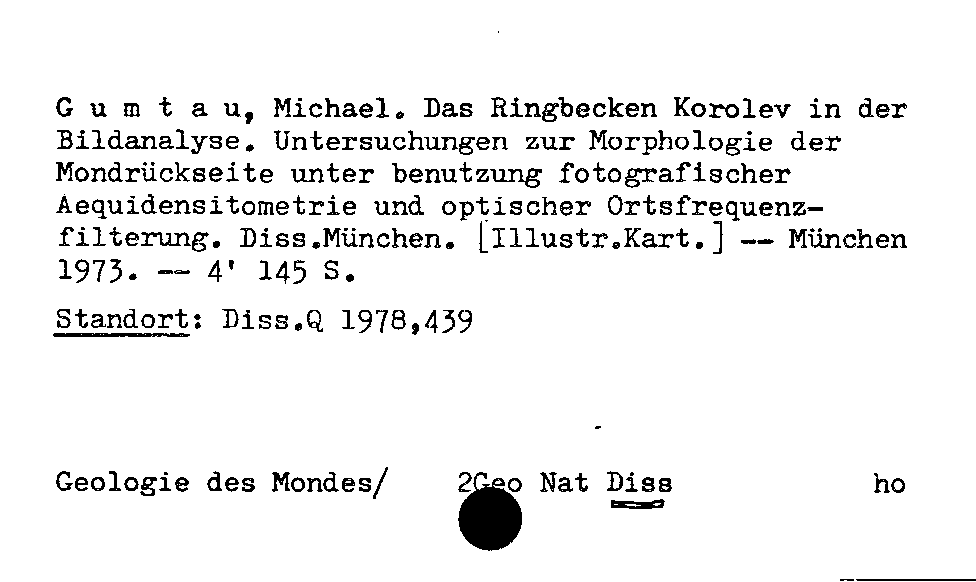 [Katalogkarte Dissertationenkatalog bis 1980]