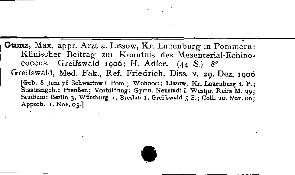 [Katalogkarte Dissertationenkatalog bis 1980]