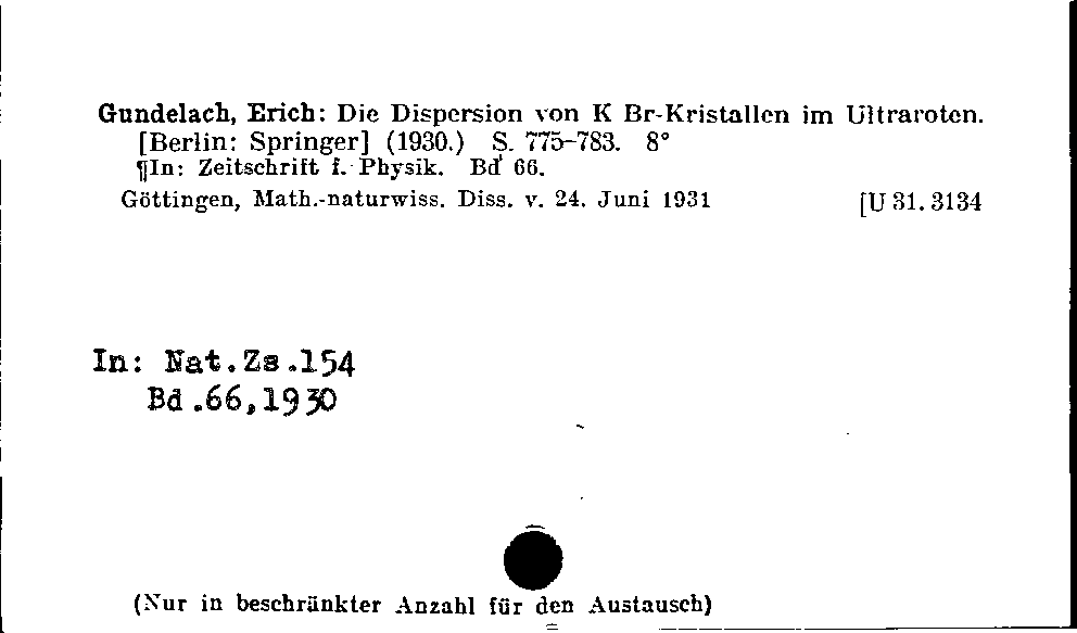 [Katalogkarte Dissertationenkatalog bis 1980]