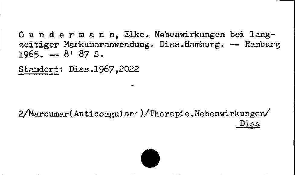 [Katalogkarte Dissertationenkatalog bis 1980]